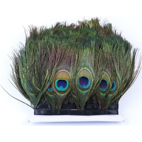 Natural Big Eyes Peacock Feathers Trim Ribbon DIY Wedding Clothes Decoration Carnival Dress Accessories Plumes Fringe For Crafts