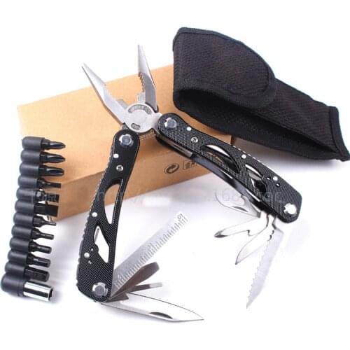 New design WORKPRO 15 in 1 Premium Pocket Multitool With Sheath Knife Pliers Saw Screwdriver Scissors outdoor tools