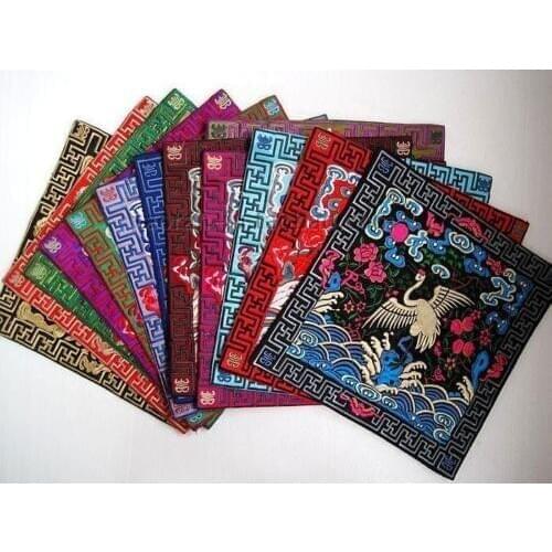 Wholesale 10pcs Chinese Silk Embroiderd Crane Desk & Cup & Telphone,Mouse Mat Coasters