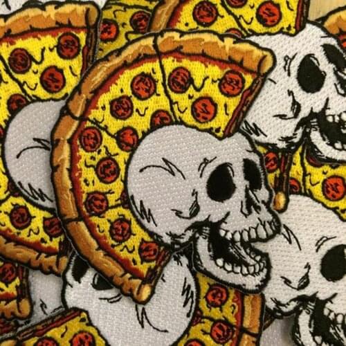 Prajna Hippie Punk Iron On Pizza Skull Viking Patch Applique Sewing Fabric Embroidered Patches For Clothes Badge Accessories