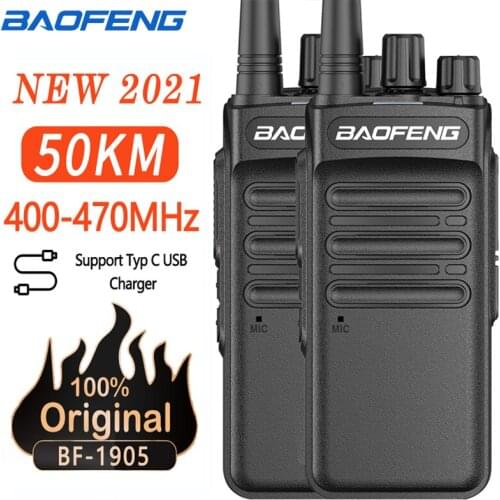 2pcs Baofeng BF-1905 Walkie Talkie 12W Poweful Type C Charger 50KM Long Range Transceiver Portable FM Radio Upgrade BF-1904