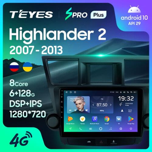 TEYES SPRO Plus For Toyota Highlander 2 XU40 2007 - 2013 Car Radio Multimedia Video Player Navigation GPS Android 10 No 2din 2 din dvd
