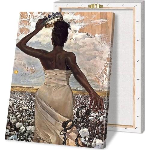 Nordic Afro Black Woman Vertical Posters and Prints Canvas Painting Wall Art Picture for Living Room Home Decor with Frame