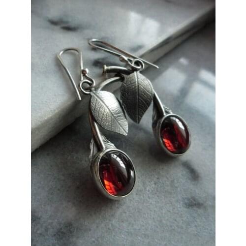 2021 New Fashion Silver Color Pomegranate red Cubic Zirconia Earrings for Women Jewelry Gift
