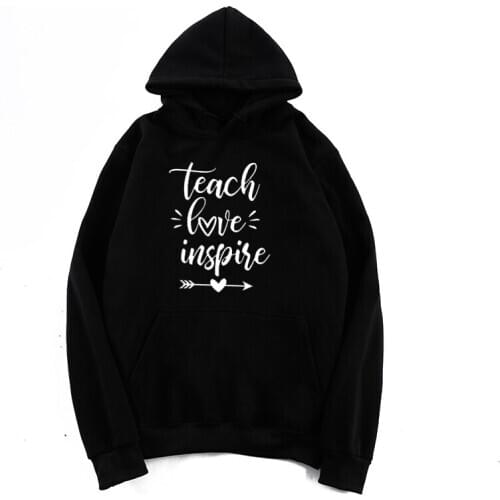 Teach Love Inspire Funny Slogan O Neck Christian Jesus Hoodies Pulloves Cotton Harajuku Women Sweatshirt Full Long Sleeve Shirt