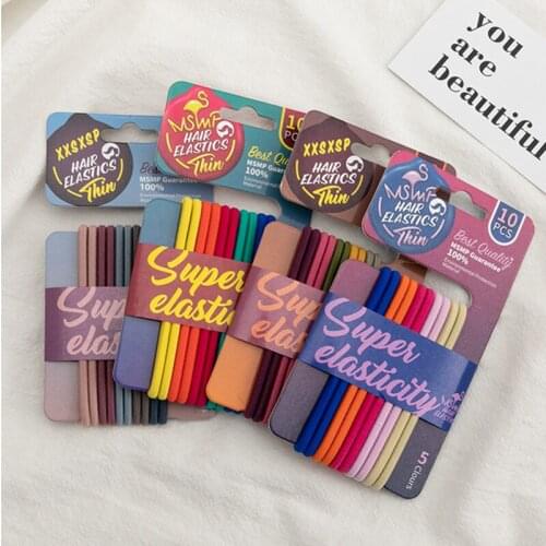 10PCS/Set Women Girls Colorful Nylon Elastic Hair Bands Ponytail Holder Rubber Bands Scrunchie Headband Hair Accessories