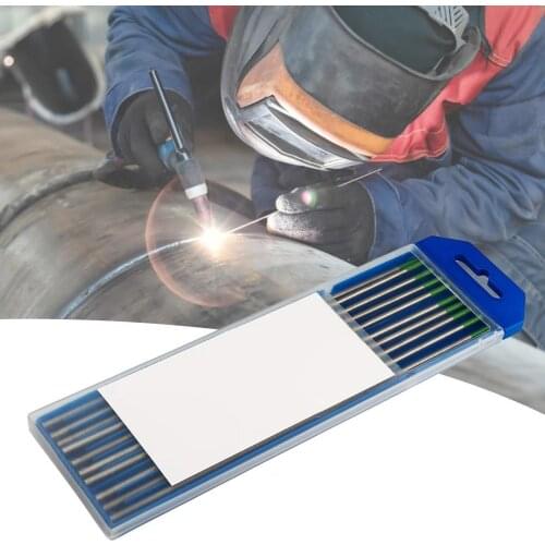 10Pcs 175mm Welding Electrodes Sturdy Strong Thermal Conductivity Radiation-free Green Blend Welding Electrodes for Factory