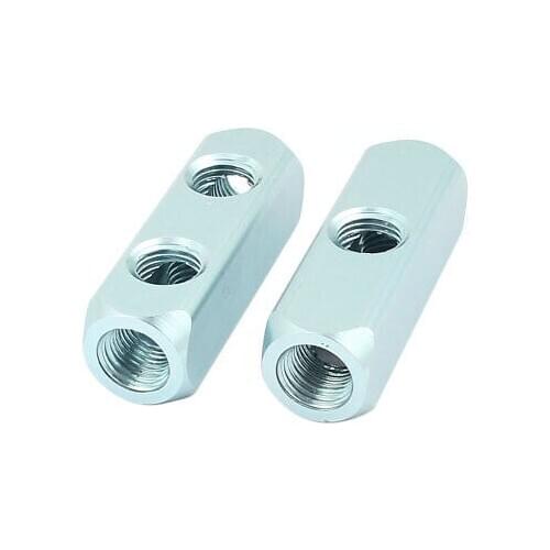 2pcs 1/4BSP Thread Quick Connect 2 Way 5 Ports Manifold Block Splitter Blue