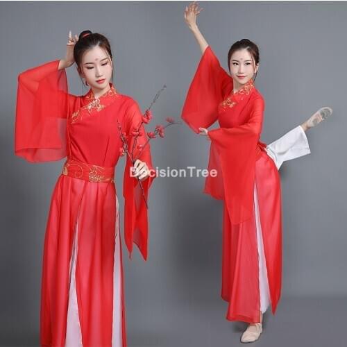 2021 asian traditional dance costume chinese style fairy folk chiffon dress hanfu for women stage performance dance costume
