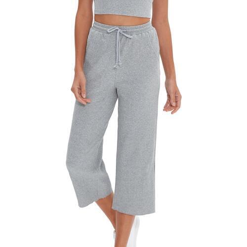 Casual women pants cotton sweatshirt wide leg pants with pockets M30191