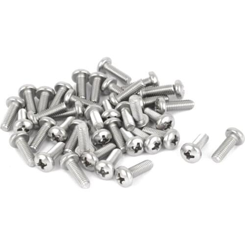 60pcs M2 x 4mm 304 Stainless Steel Phillips Round Head Screws Bolt