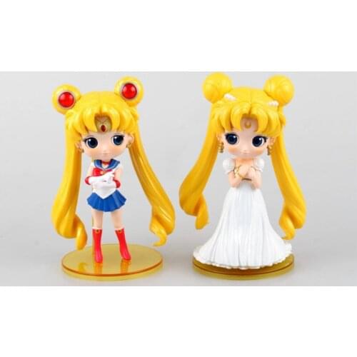 Animation Q Version Big Eyes MOE Water Ice Moon Beauty Girl Warrior Wedding Dress Rabbit 15CM PVC Action Figure Collection Toys