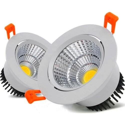Dimmable Round Recessed COB LED Downlights 5W 7W 9W 12W 15W LED Ceiling Spot Lights AC85~265V LED Ceiling Lamps Indoor Lighting