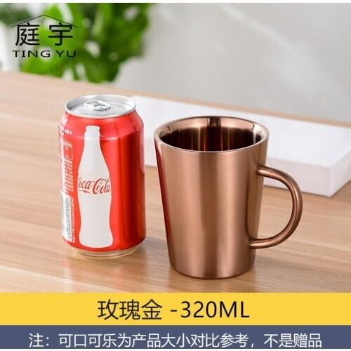 304 Stainless Steel Double Layer Coffee Cup Creative Water Cup Heat Insulation and Anti-ironing Household Goods Beer Cup