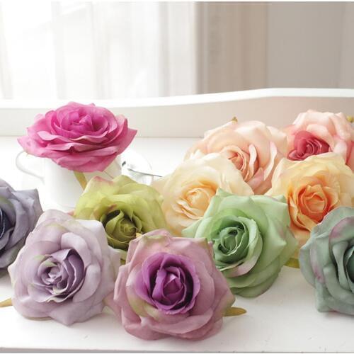 Artificial oil painting rose head silk flowers wedding decration flores fake flowers for home mariage party garden hotel ART DIY