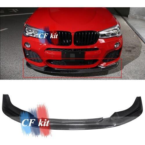 CF Kit Front Bumper Diffuser Real Carbon Fiber Spoiler Lip For BMW F26 M-Sport 2015-2017 Car Styling