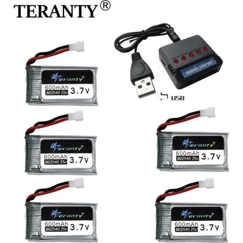 3.7V 600mAh Lipo battery and charger For X5C X5SW X5SC X55 RC drone Quadcopter Spare Parts for 3.7v rechargeable battery