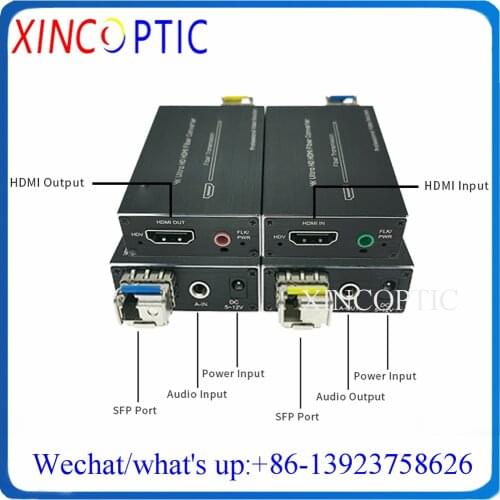 Micro Mini 4K HDMI Fiber Extender with External Audio,1Ch HDMI Signal 4K*2K SM Single Fiber Video 80KM LC SFP Optic Transceiver