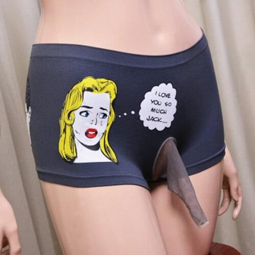 Men Boxer Shorts Sexy Boxers Panties Stockings Personalized Print Illustration Seamless Underpants Men Underwear Brief Funny