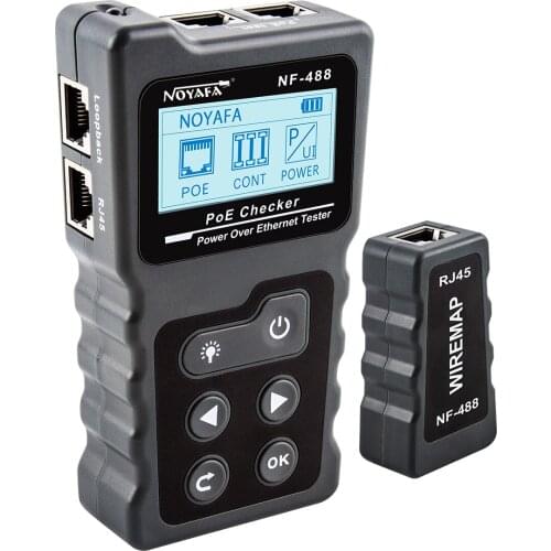 NF-488 LCD PoE Checker Inline PoE Voltage and Current Tester with Cable Tester