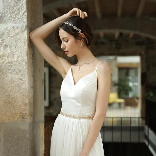 OKILY Simple Style Alloy Leaf Wedding Hair Accessories for Bridal Hair Decoration Dress Banquet Jewelry Headpiece Ornaments