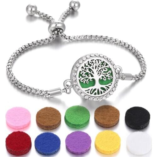 Perfume Bracelet Essential Oil Diffuser Aromatherapy Locket Bracelet Tree of Life Diffuser Bracelet 10pcs Pads DropShipping 2020