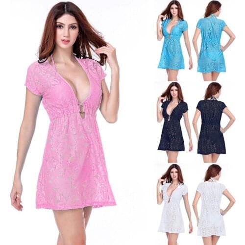 Beach Dress Cover Ups Swimsuit Swimming Sundress Lace Beachwear Wear Pareo Crotch Woman Girl Bikini Bathing Suit Clothing VB014