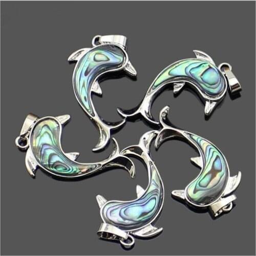 Natural Shell Abalone Pendant Dolphin fish Pendant Shape 23x38mm Trend Handmade Craft DIY Accessory Exquisite Necklace Jewelry