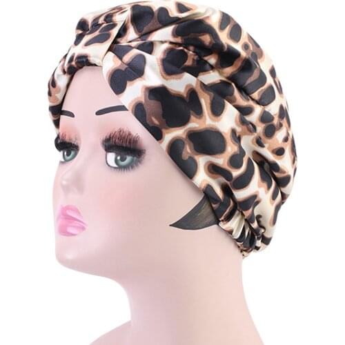 Muslim print Silky Turban Caps for Women Satin Bonnet Elastic Headscarf Ladies Cap Hair Accessories