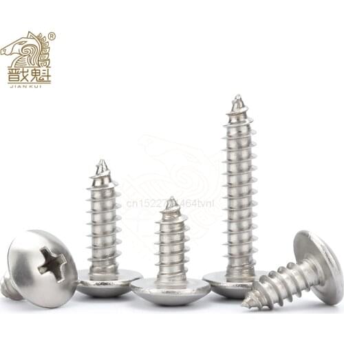 20/55pcs Cross Recessed Truss Head Self-tapping Screw 304 Stainless Steel M3 M4 M5 M6 Phillips Mushroom Head Wood Screw