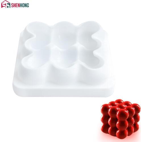 SHENHONG 3x3 Spheres Geometric Desserts Cake Mould Mold Silicone Art 3D Mousse DIY Baking Cookie Mould Bakery Brownie Homemade