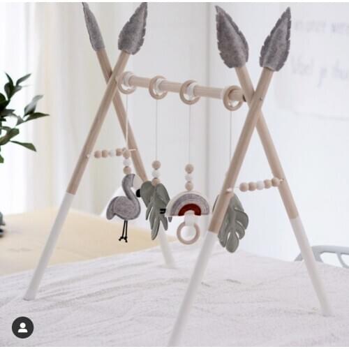 Nordic Wooden Baby Activity Gym Play Nursery Sensory Ring-pull Toy Fitness Frame Room Decor Clothes Rack Toy for Children