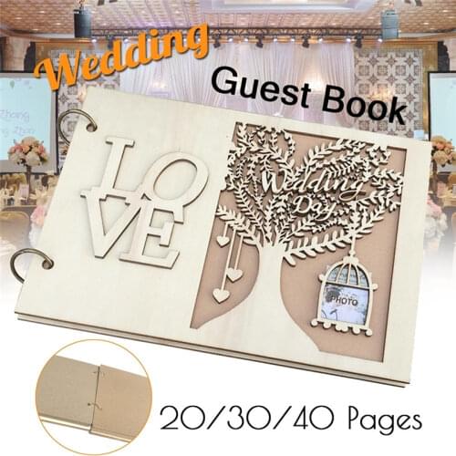 20/30/40 Pages Rustic Wooden Wedding Guest Book Alternative personalized Tree Customized Sign Book with Couples Photo Slot