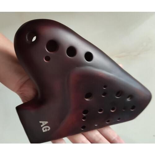 Three tubes 3-pipes AG ocarina smoked burn multichamber flute alto G music instrument good sound cool