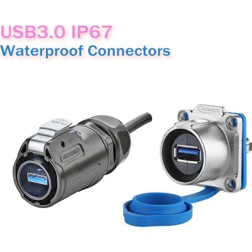 IP67 USB3.0 Waterproof Connectors / USB3.0 Waterproof Plug + USB3.0 Waterproof Female Adapter for Outdoor Application