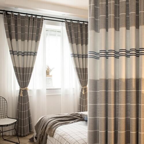 2020 new Nordic cotton and linen curtains thickened splicing blackout curtains finished curtains living room bedroom curtains
