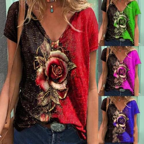Floral Printing WomenS Shirt Casual Summer Blouses O Neck Short Sleeves Tunic Tops For Women Clothing Blusas 2021