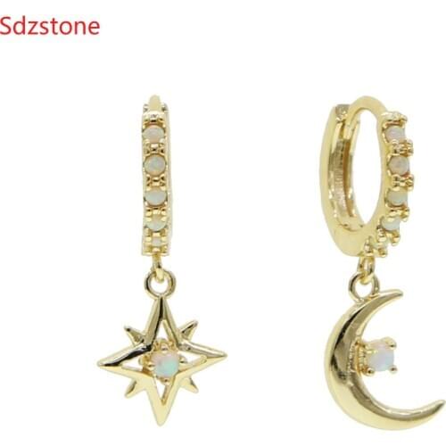 2020 New Arrival Fashion Classic Geometric Women 925 Silver Dangle Earrings Of Star And Moon Earring Female Korean Jewelry