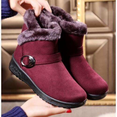 Women Snow Boots Warm thick Plush Winter Ankle Boot old Platform Ladies Suede Zip Shoes Female Comfort Waterproof cotton boots