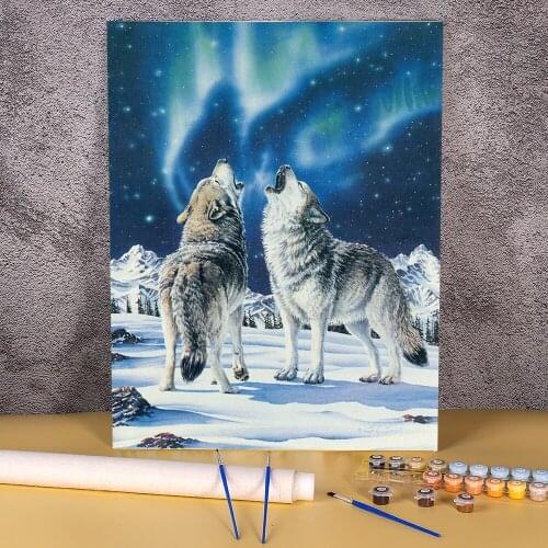 Wolf Animal DIY Paint By Numbers Set Acrylic Paints 40*50 Painting On Canvas New Design Crafts For Adults Handiwork For Art