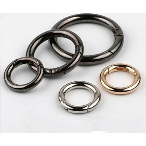 1Pcs Zinc Alloy Plated Gate Spring O-Ring Buckles Clips Carabiner Purses Handbags Round Push Trigger Snap Hook Spring Gate Ring