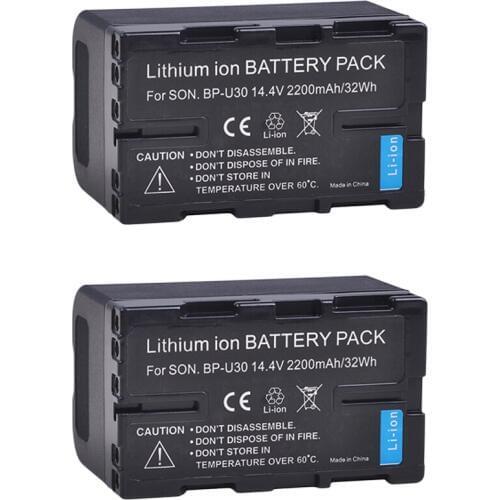 2Pcs 2200mah BP-U30 BP U30 BPU30 Battery for SONY BP-U30 BP-U60 BP-U90 PMW-100 PMW-150 PMW-160 PMW-200 PMW-EX1 PMW-EX3 PMW-F3 PX