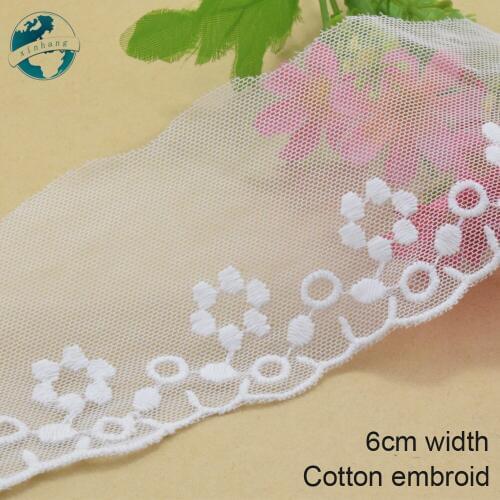 3yards 6cm wide Cotton embroid lace edge sewing ribbon guipure trim wedding lace DIY Garment Accessories african doll lace#3943