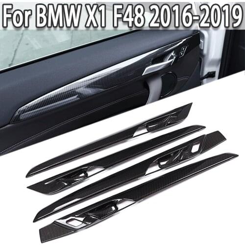 K-Car 4pcs Interior Door Decoration Strips Cover Trim For BMW New X1 F48 2016-2019 X2 F47 2018 ABS Carbon Fiber Styling