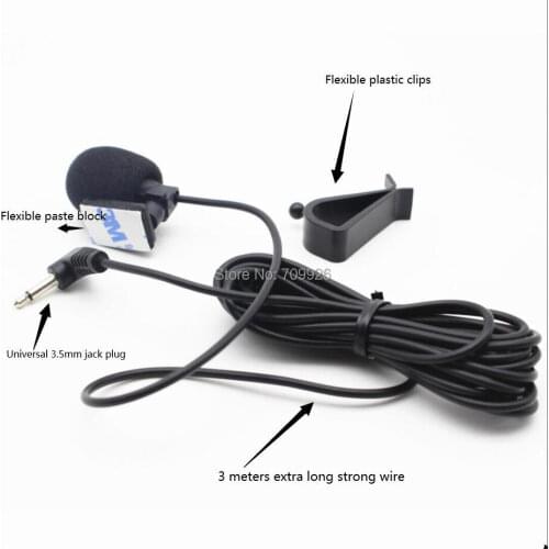 Linhuipad 500 pack 3.5mm Lapel Microphone Cheap Microphone For Car Radio GPS DVD Receiver 3m cord length microphones
