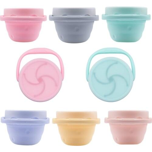 6 Colors Food Grade Silicone Snack Cup Portable Baby Food Storage Box Infant Feeding Cup Children Snacks Container With Lid