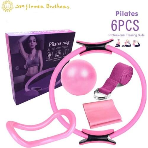 6PCS Yoga Circle Yoga Ball Magic Hoops Exercise Equipment Workout Fitness Training Resistance Support Yoga Accessories