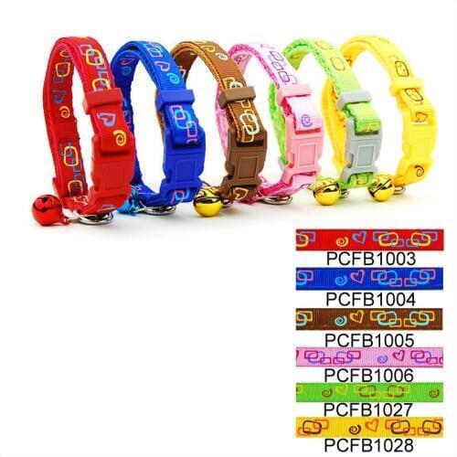 60 Pieces/Lot) Hot Sale Puppy Cat Collars Circles Style Nylon Collars for Small Dog Puppy Cats with Bell