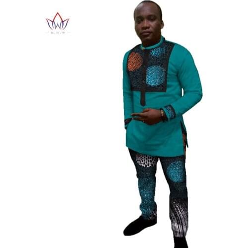 Africa Style 2021 Customized Pants Suits for Men Dashiki Plus Size Denim Men Suit Fashion Traditional African Clothing WYN366