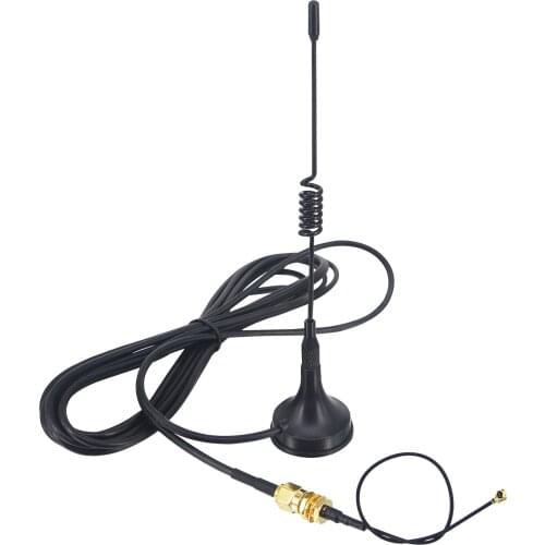 433Mhz Antenna 5dbi SMA Plug Connector Straight Wifi for Ham Radio + SMA female bulkhead to Ufl./IPX pigtail cable 1.13 15cm